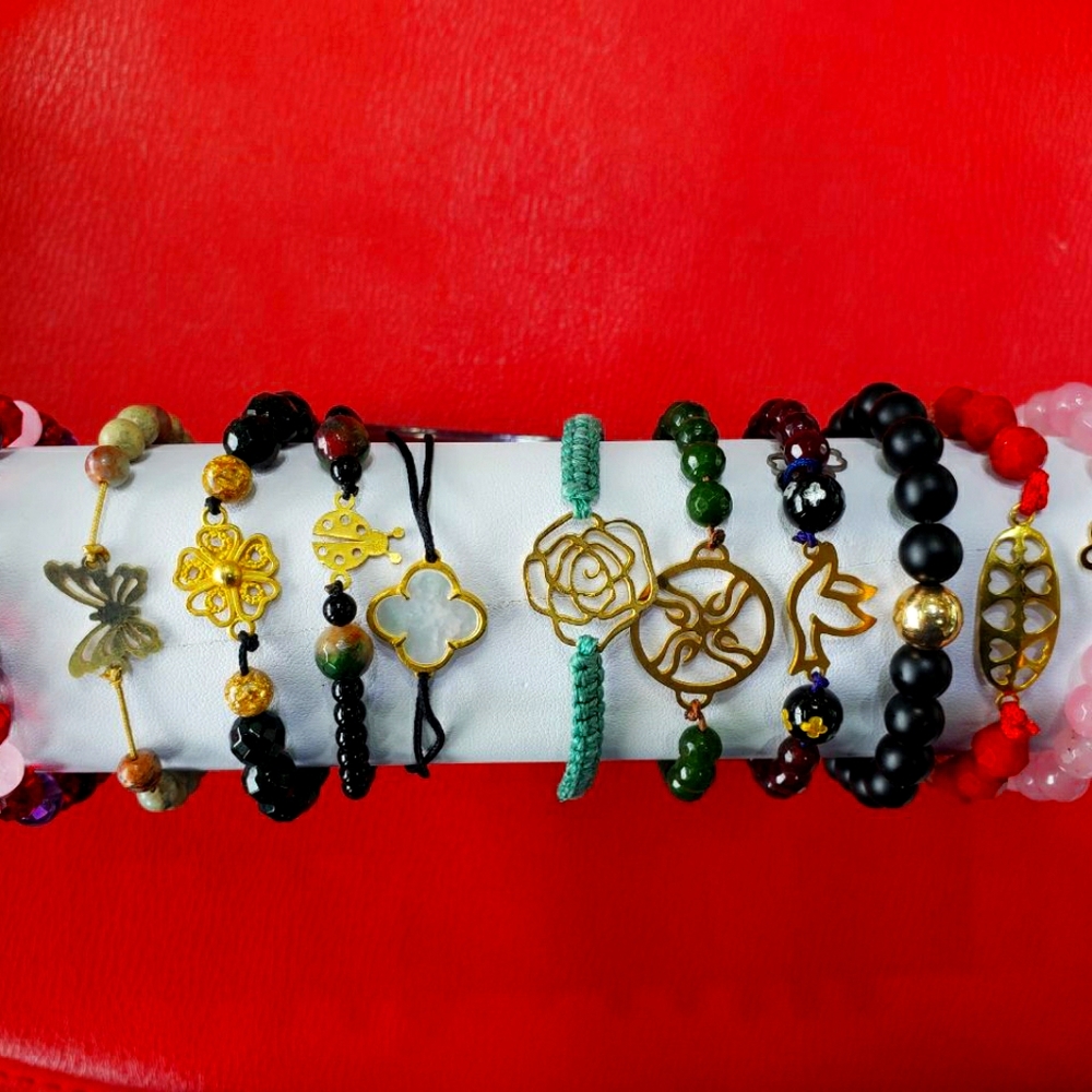 Charm bracelet, fabric or beads